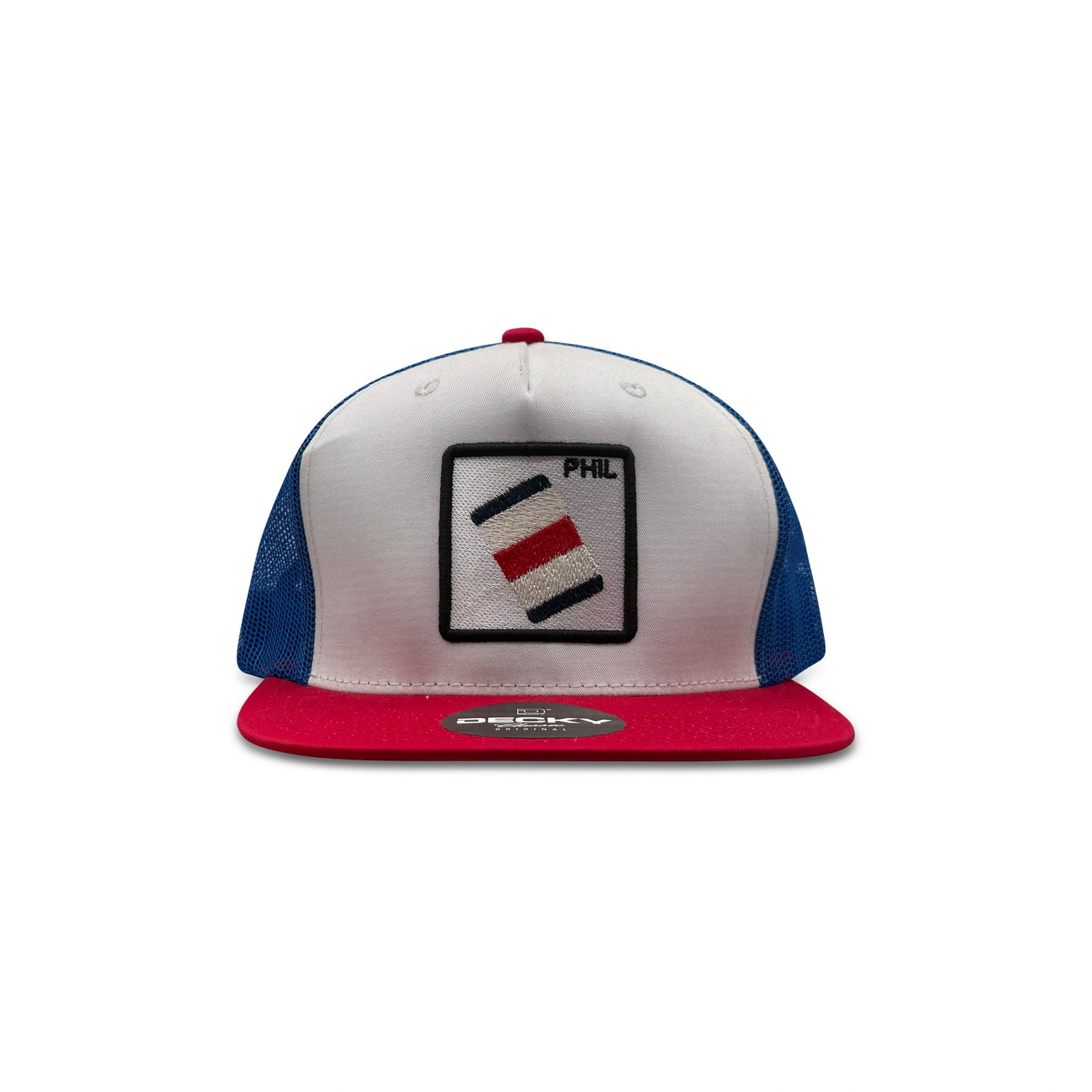 Phil White Blue Baseball Hat with Flag Patch