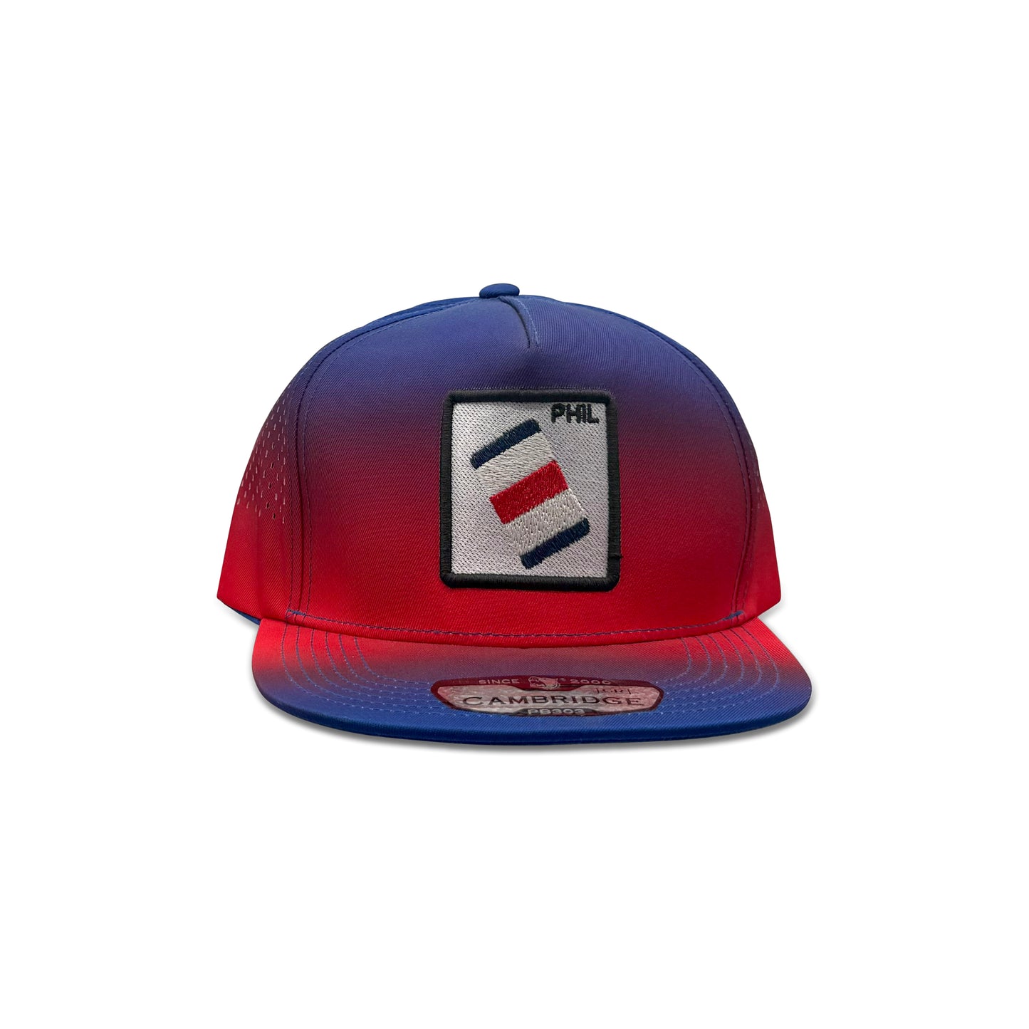Phil Red Blue Baseball Hat with Flag Patch