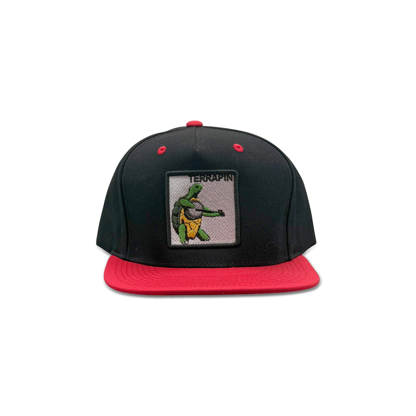 Terrapin Black Red Baseball Hat with Turtle Patch