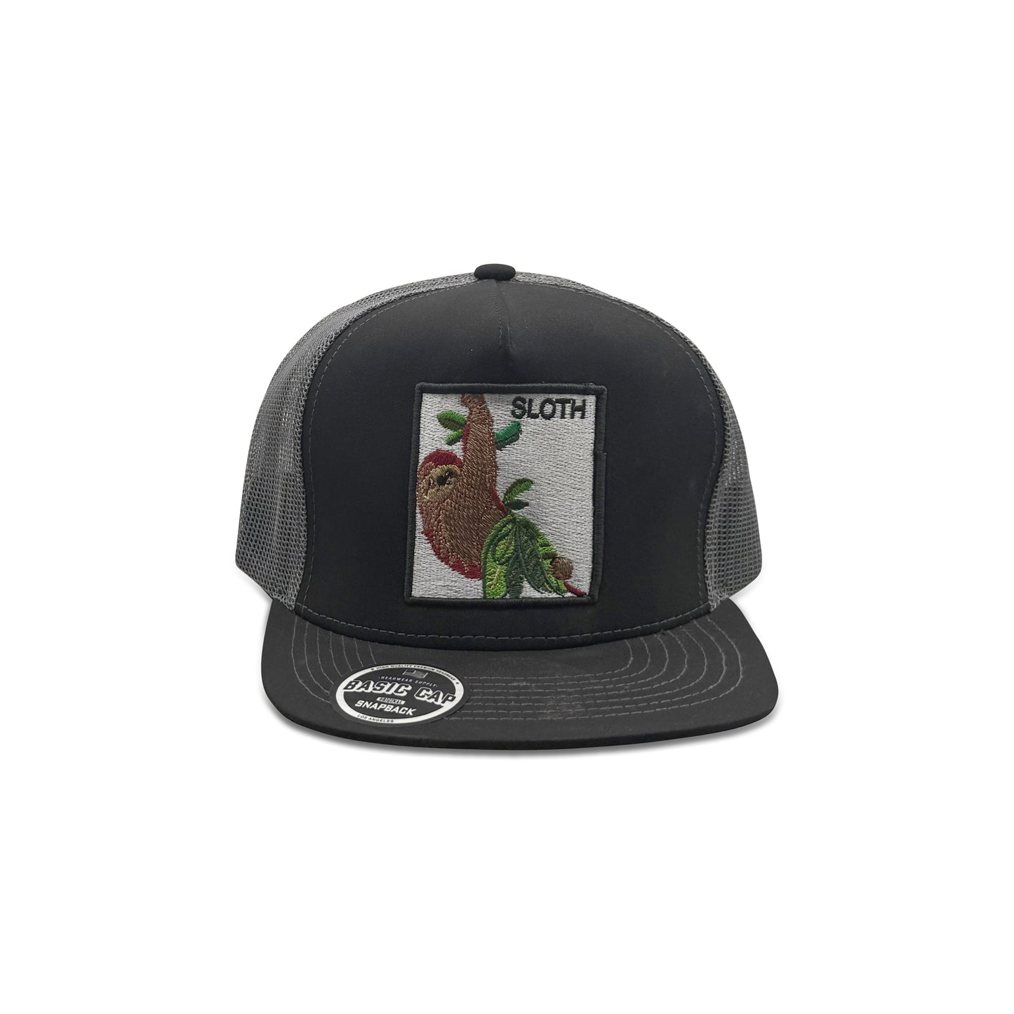 Headwear Black Trucker Hat with Sloth Patch