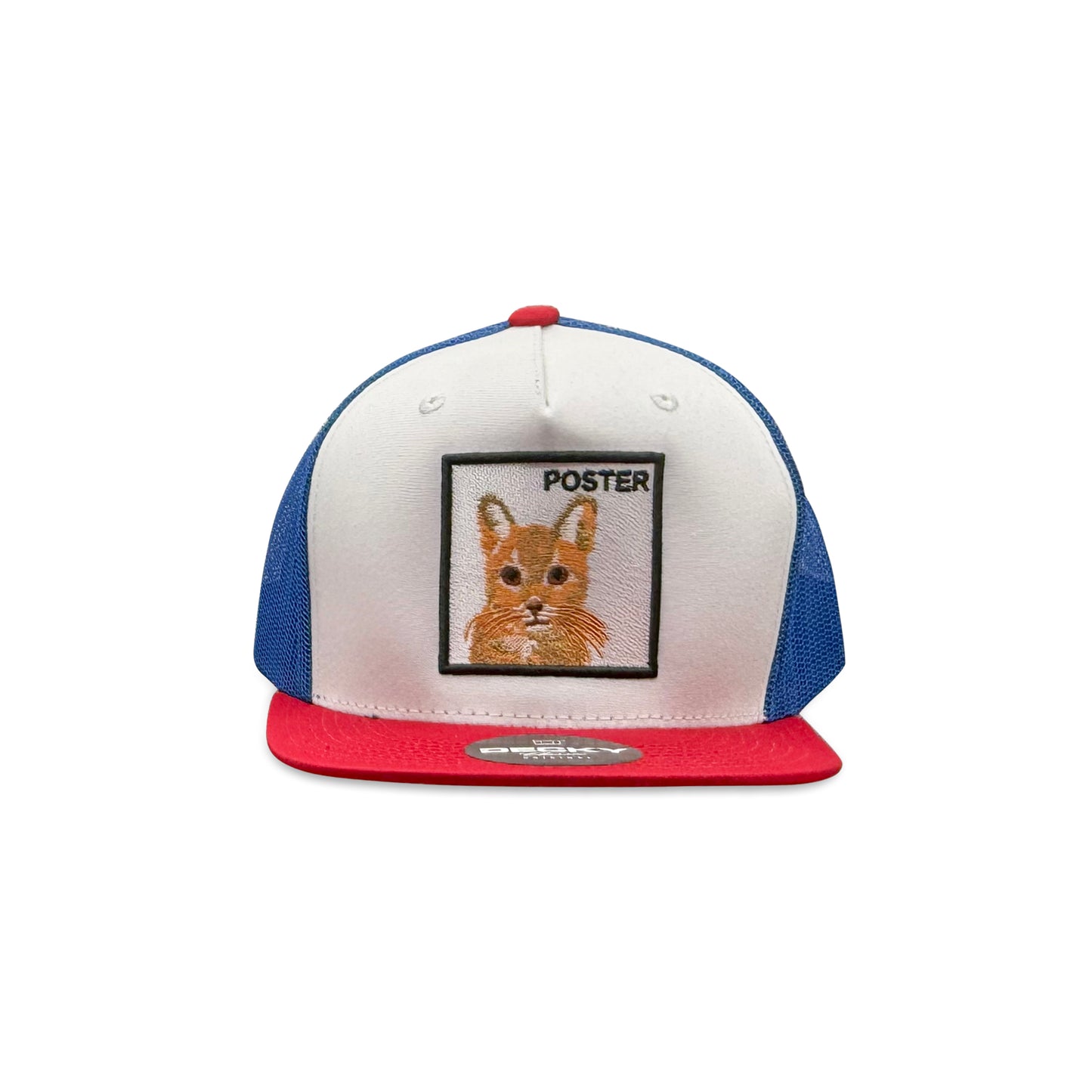 Decky White Trucker Hat with Poster Cat Patch
