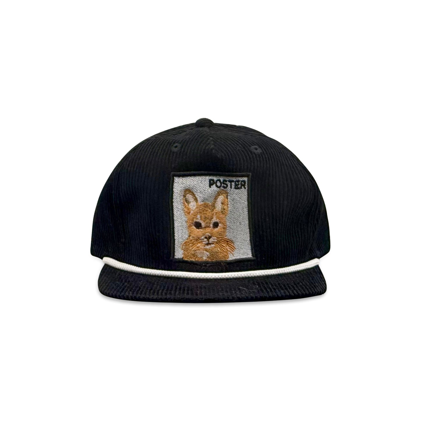 Poster Black Baseball Hat with Cat Patch