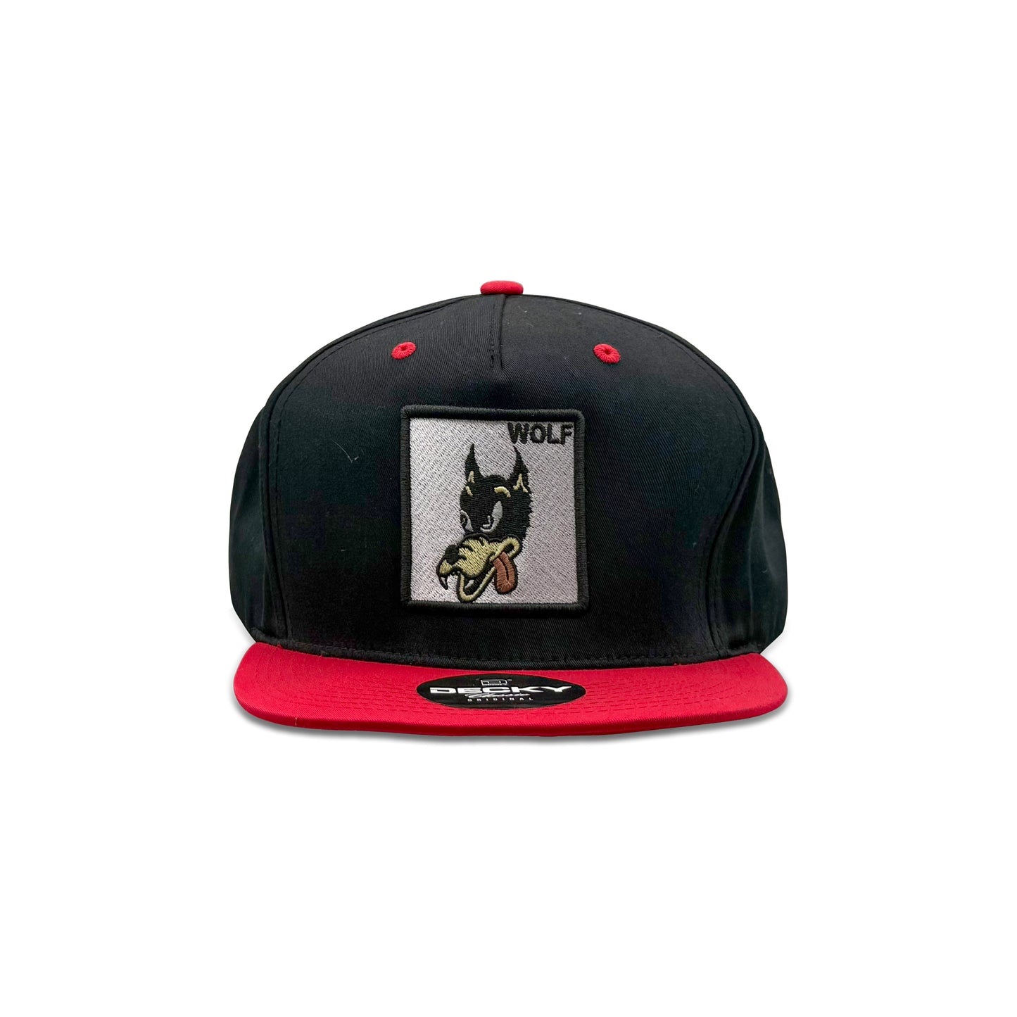 Decky Black Baseball Hat with Wolf Patch