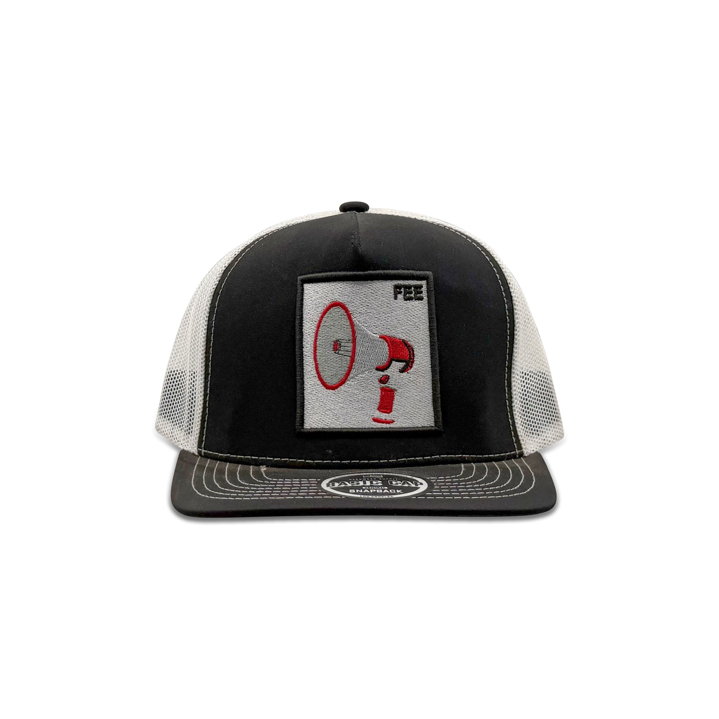 Headwear Black White Trucker Hat with Fee Patch