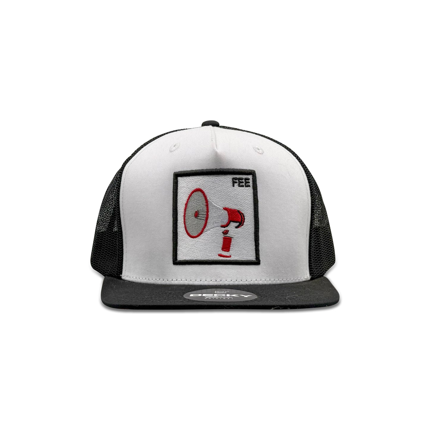Decky White Black Trucker Hat with Fee Patch