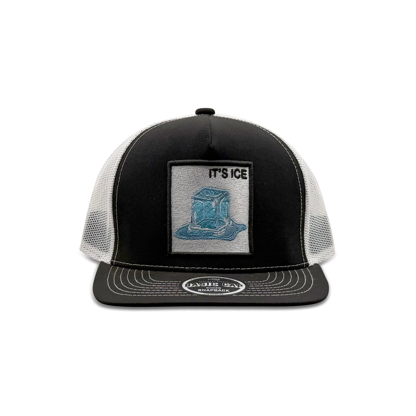 Headwear Black White Trucker Hat with It's Ice Patch