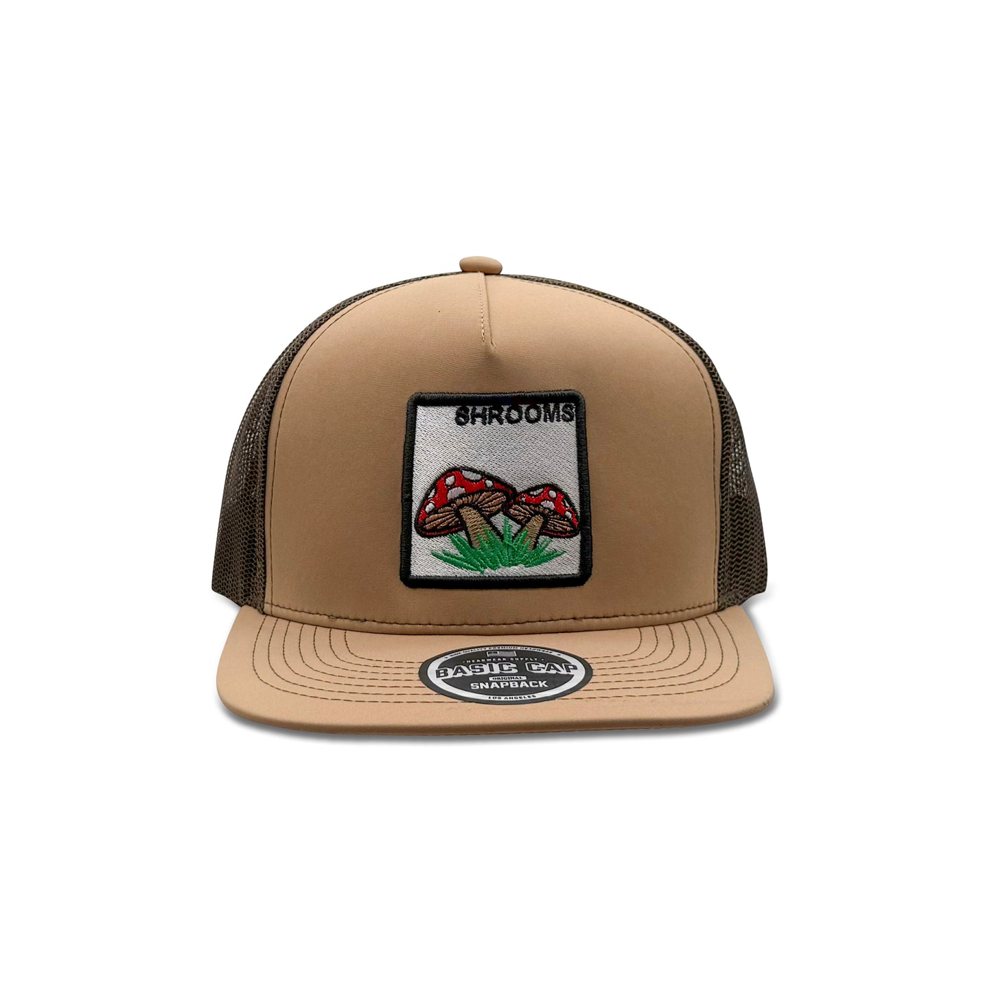 Headwear Shrooms Brown Trucker Hat with Mushrooms Patch