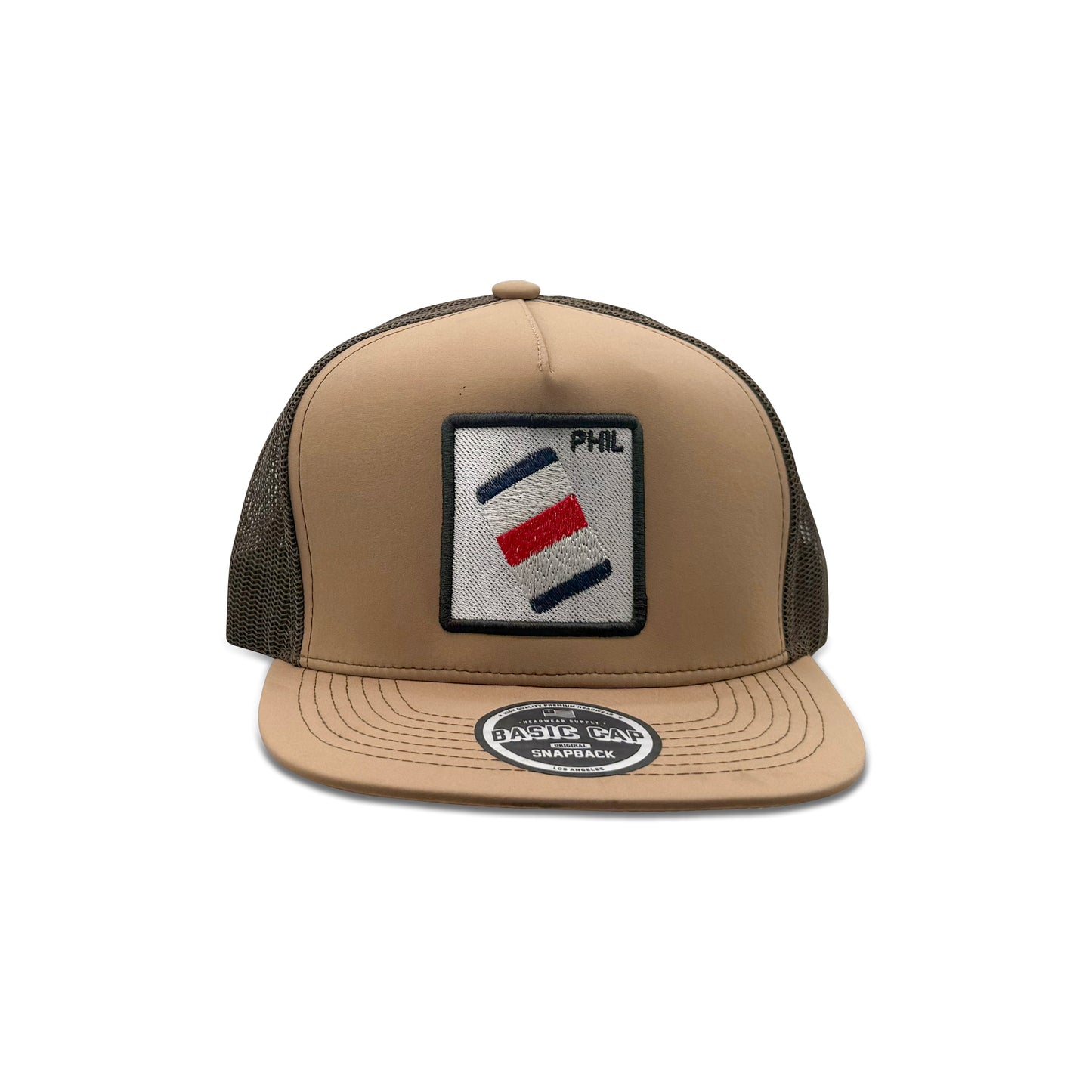 Phil Brown Black Trucker Hat with Flag Patch