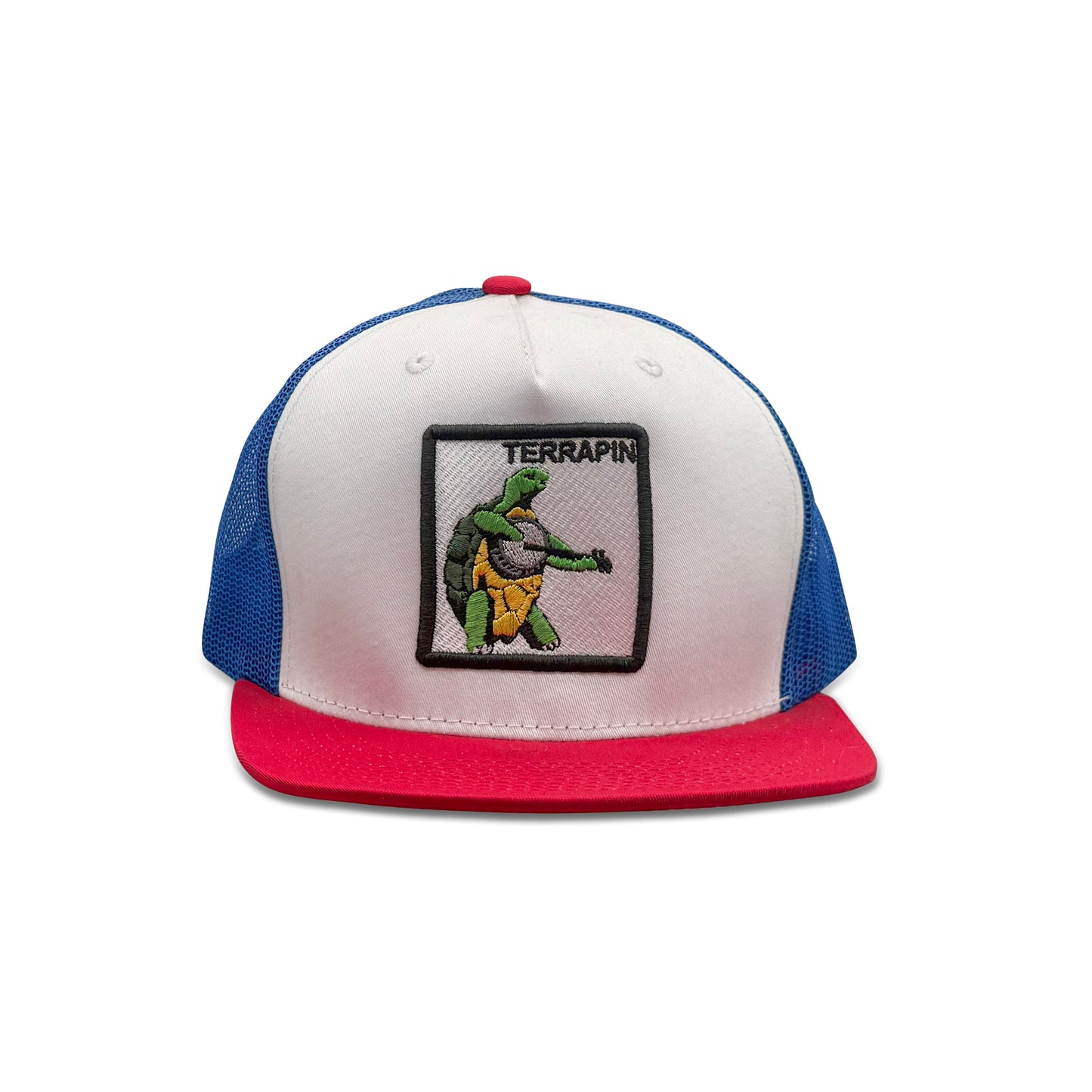 Terrapin White Trucker Hat with Turtle Patch