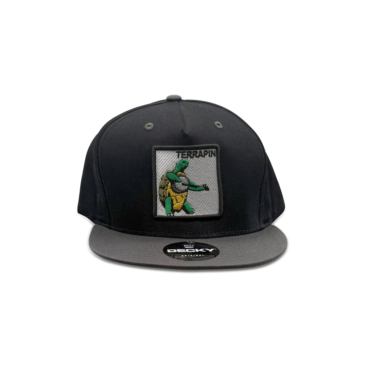 Terrapin Black Gray Baseball Hat with Turtle Patch