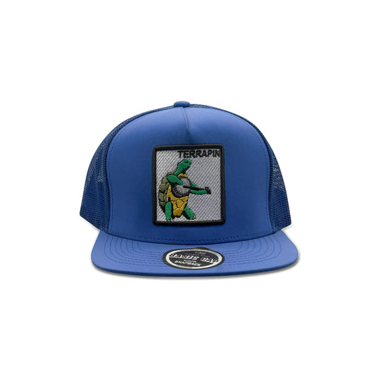 Terrapin Blue Trucker Hat with Turtle Patch