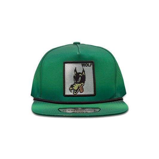 Wolf Green Baseball Hat with Patch