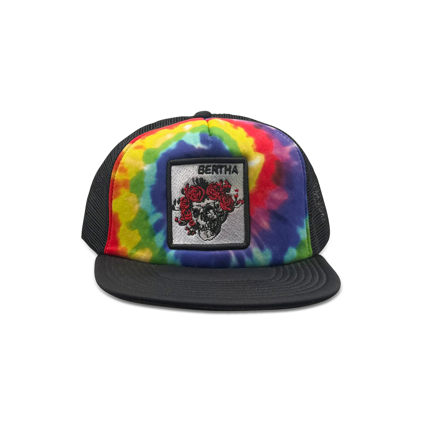 Bertha Multicolor Trucker Hat with Skull Floral Patch