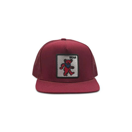 Bear Red Trucker Hat with Patch
