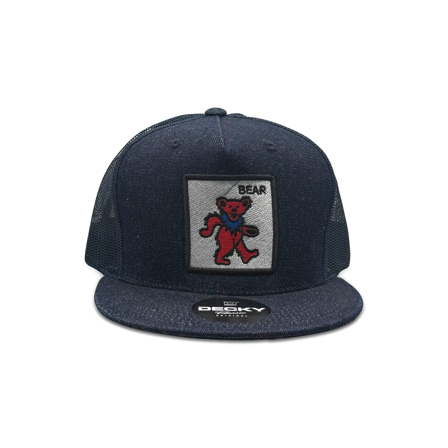 Decky Black Trucker Hat with Bear Patch