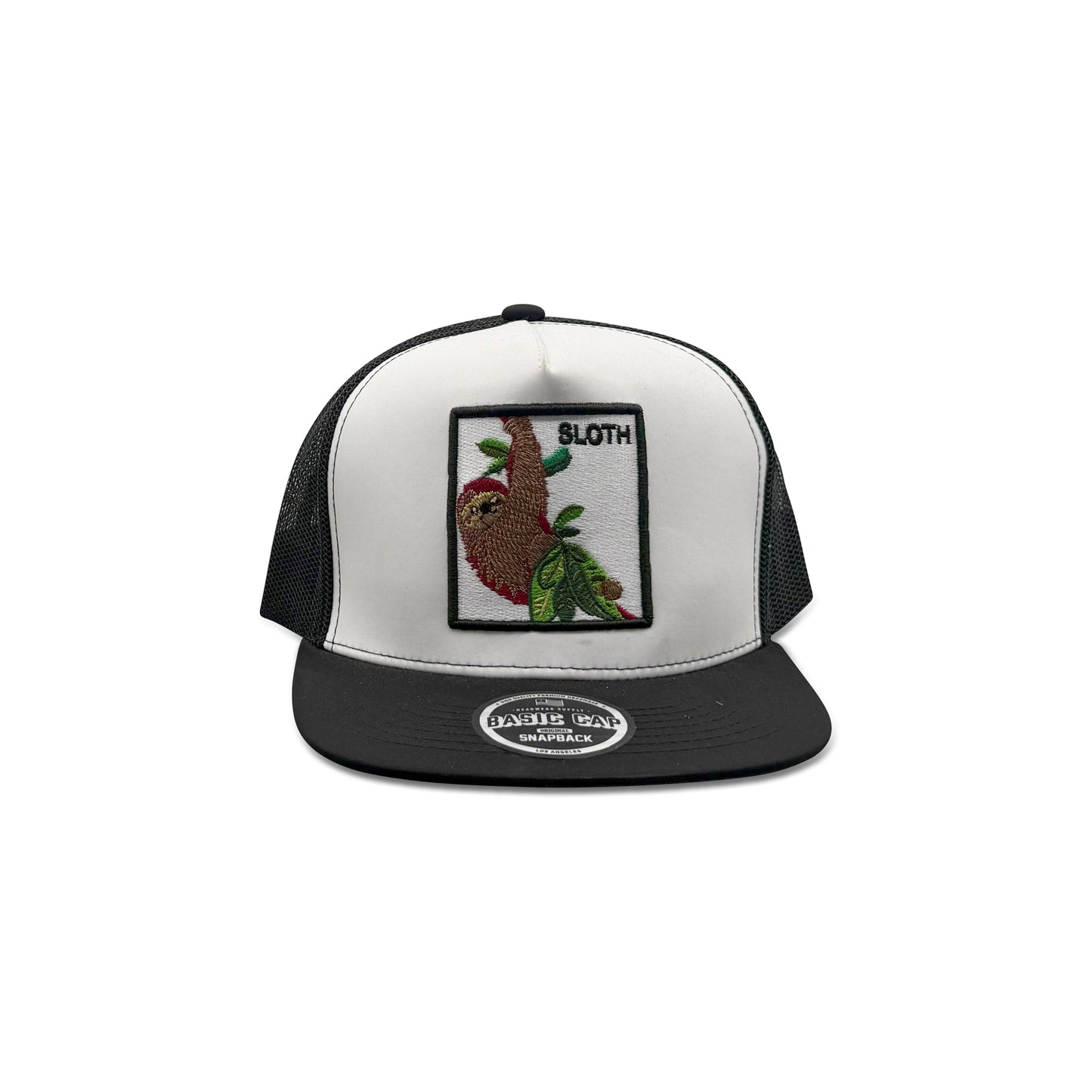 Headwear White Black Trucker Hat with Leaf Patch