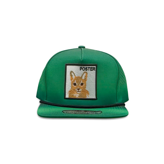 Cambridge Green Baseball Hat with Poster Cat Patch