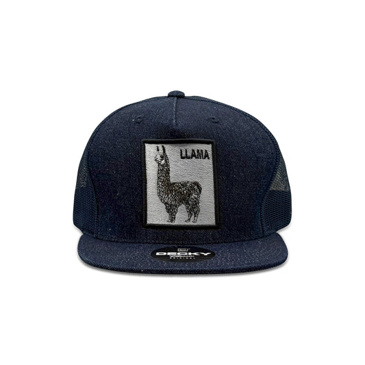 Decky Blue Trucker Hat with Llama Patch