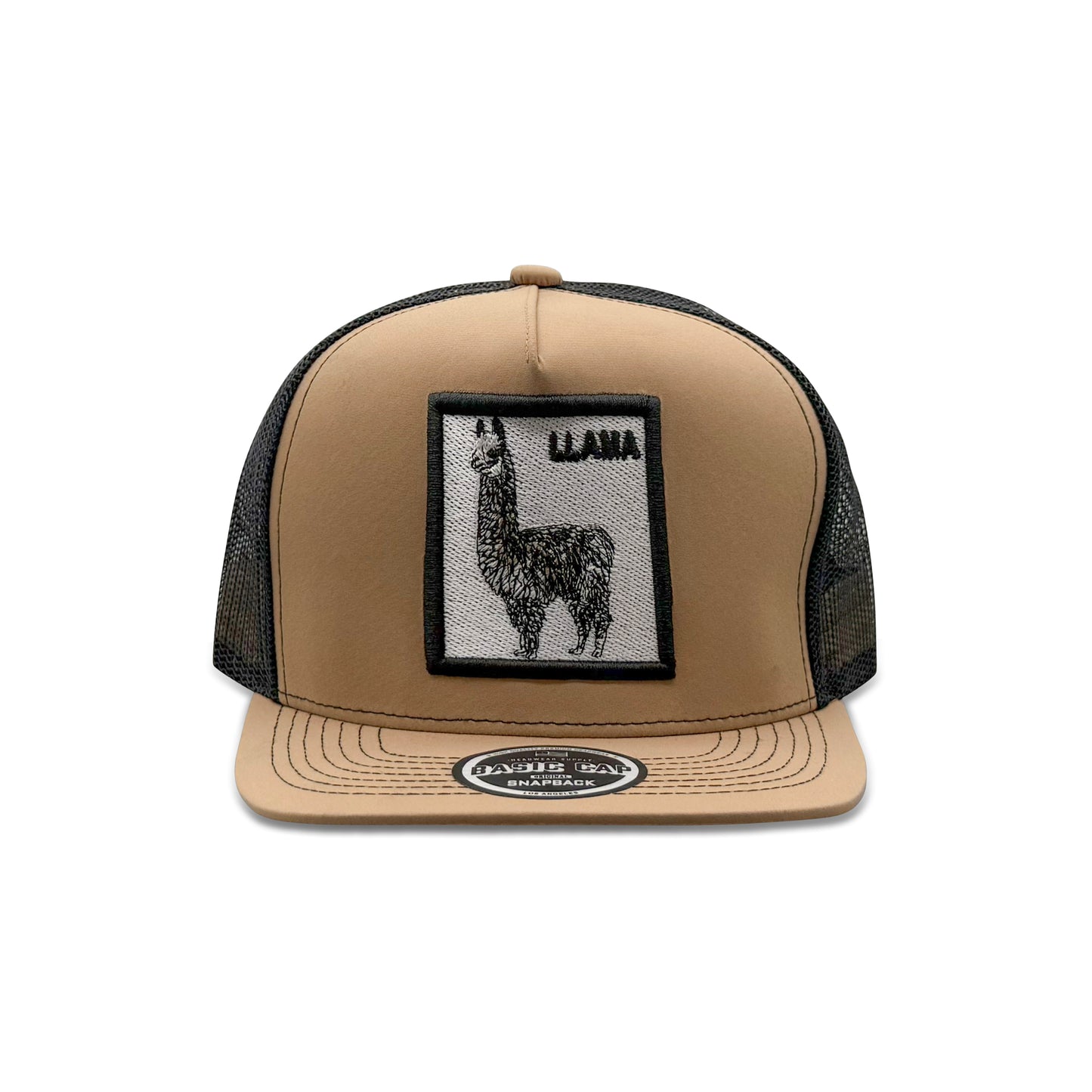 Headwear Brown Black Trucker Hat with Llama Patch