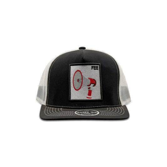 Headwear Black White Trucker Hat with Fee Patch