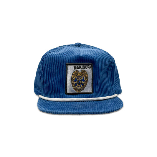 Makisupa Blue Baseball Hat with Police Patch