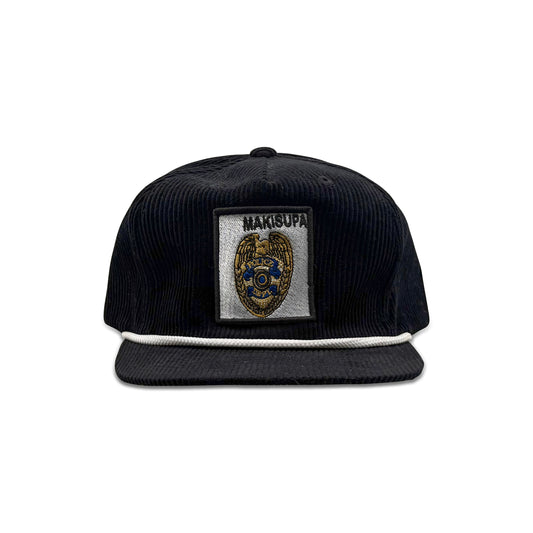 Makisupa Black Baseball Hat with Police Patch