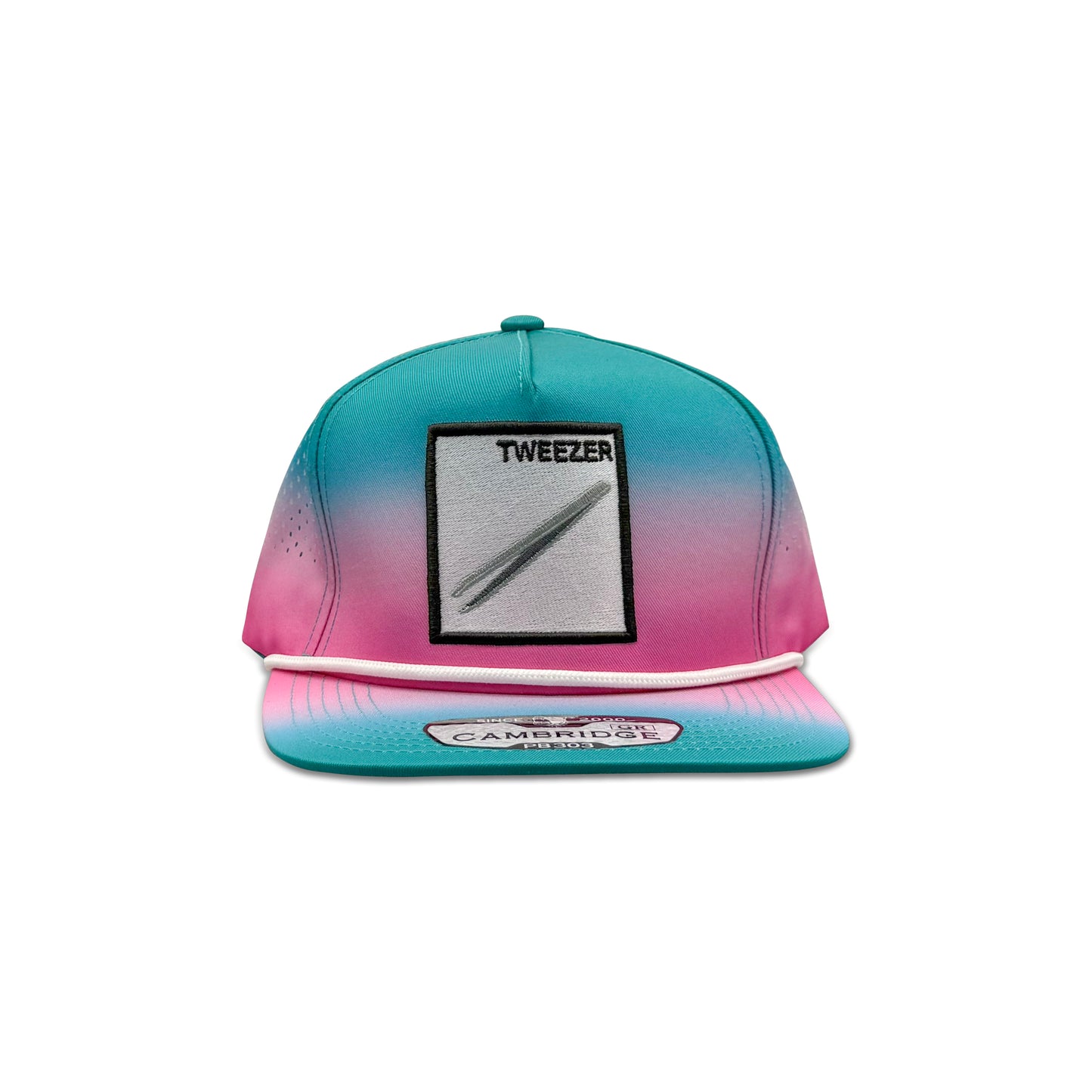 Cambridge Blue Pink Baseball Hat with Tweezer Patch