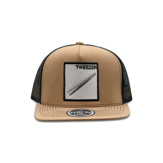 Headwear Brown Black Trucker Hat with Tweezer Patch