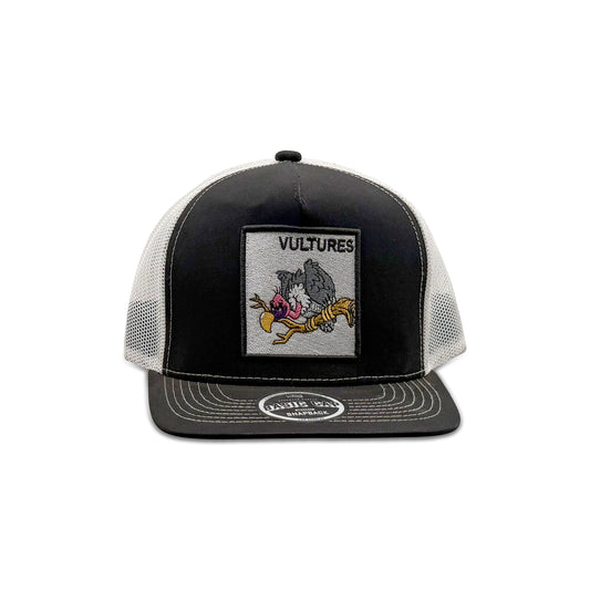 Headwear Black White Trucker Hat with Vultures Beaky Buzzard Patch