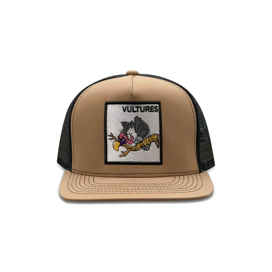 Beaky Buzzard Vultures Brown Black Trucker Hat with Patch