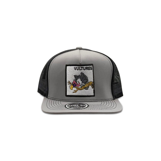 Headwear Gray Black Trucker Hat with Beaky Buzzard Vultures Patch
