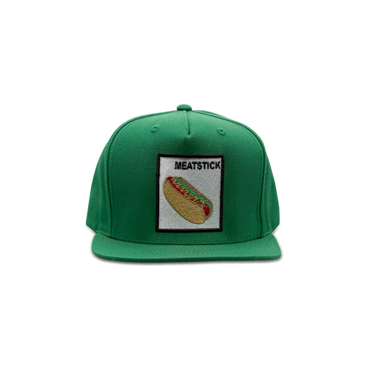 Meatstick Green Baseball Hat with Burger Patch