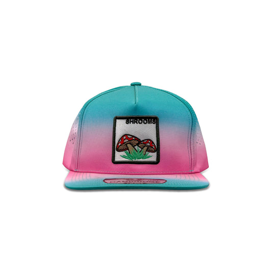 Cambridge Shrooms Blue Pink Baseball Hat with Mushrooms Patch