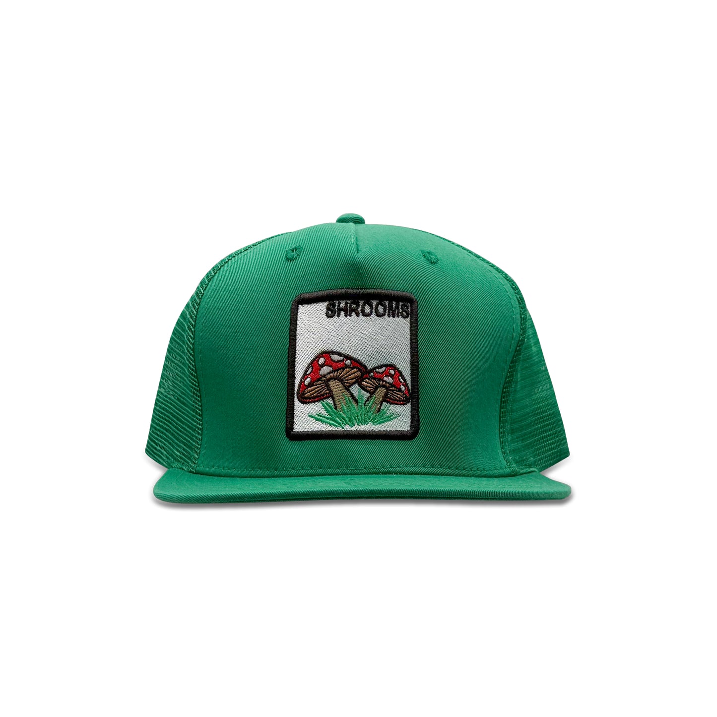 Shrooms Green Trucker Hat with Mushrooms Patch